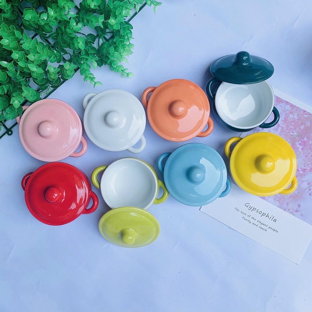 Chén bát ăn dặm gốm sứ cho bé,bát có nắp nhỏ 140ml