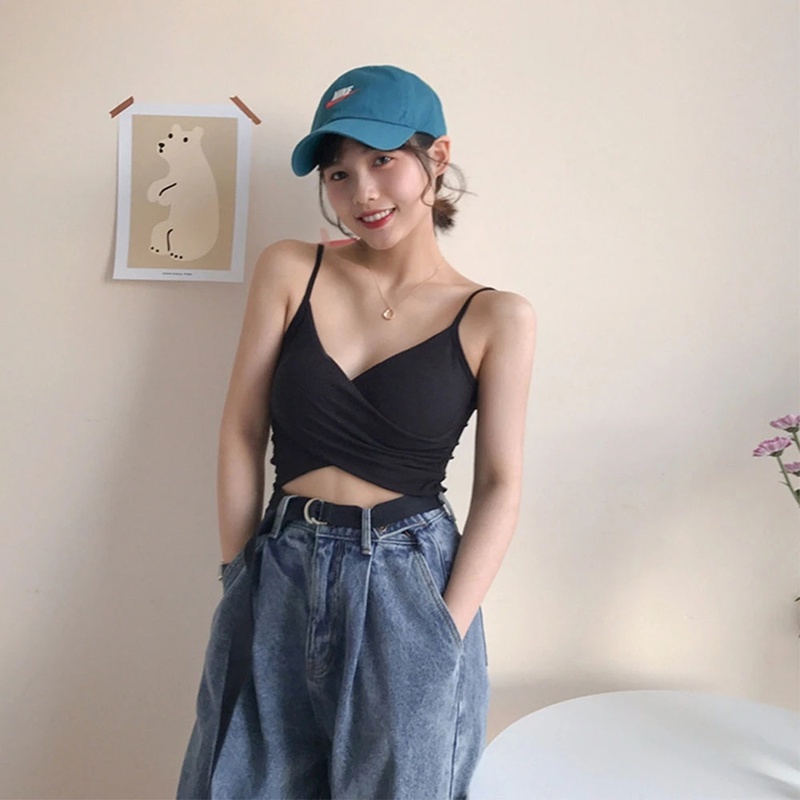 Áo tank top vải cotton mềm dáng dài có dây đeo dễ điều chỉnh thời trang quyến rũ cho nữ