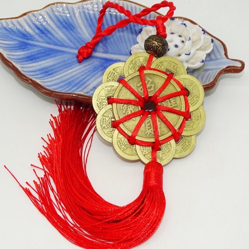 Ngọc bội Mai Hoa Thập Toàn - Dây tiền xu đồng xu phong thủy 10 cánh rời may mắn | BigBuy360 - bigbuy360.vn