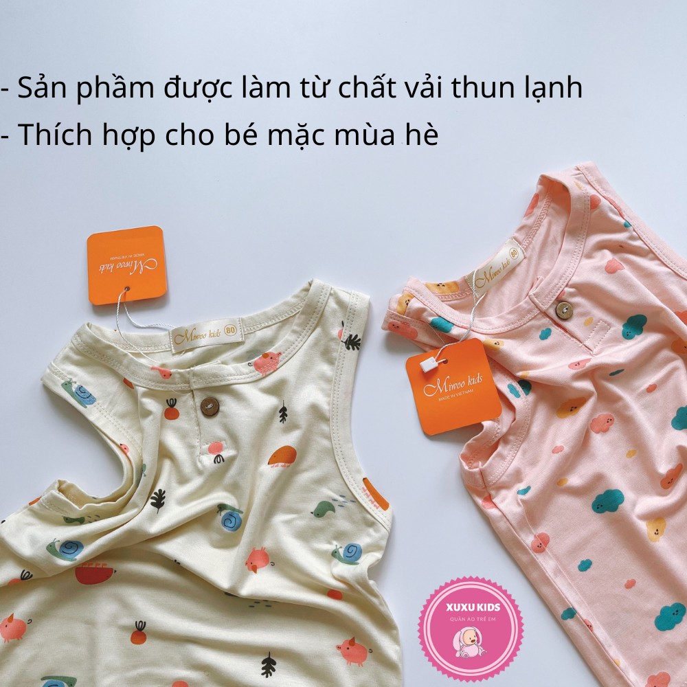 Quần áo trẻ em, bộ ba lỗ cho bé trai bé gái Xu Xu Kids chất thun lạnh mặc mùa hè siêu mát size từ 0 đến 6 tuổi