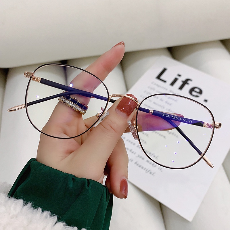 Kính Mắt Gọng oval Chống Ánh Sáng Xanh Thời Trang Cho Nữ gọng kính cận nữ /kính gọng to/gọng kính cận kim loại/kính gọng vuông