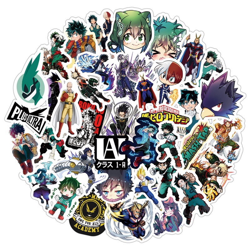Set 100 Miếng Dán Trang Trí Laptop Phong Cách Hoạt Hình My Hero Academia