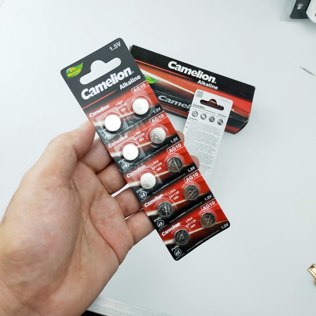 Vỉ 10 Pin cúc áo CAMELION AG10 / LR54/ 1130/ LR1130/ L1131 / 389A Alkaline cho đồng hồ, thiết bị điện tử