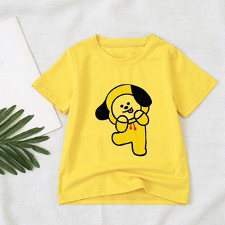 Áo thun trẻ em in hoạt hình , áo thun trơn ngắn tay nhiều màu- ATE12 "
