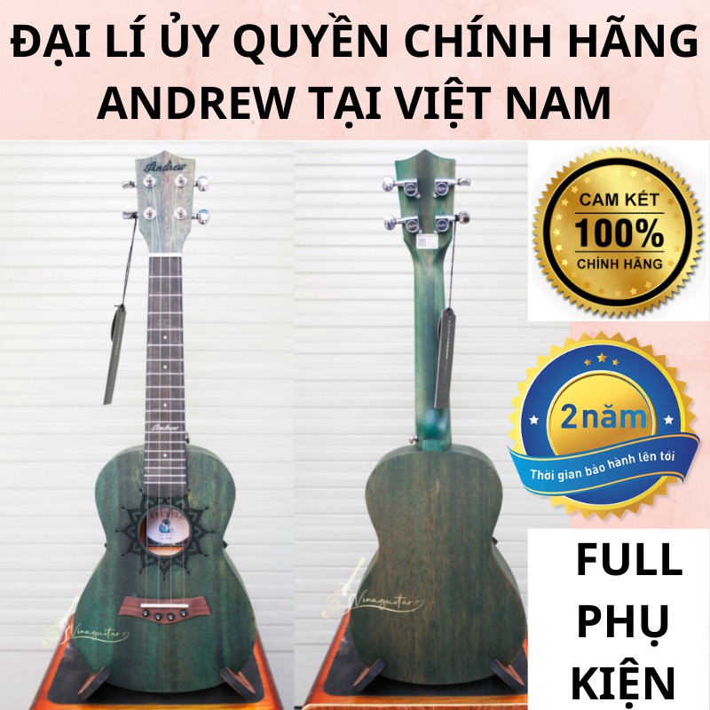 Đàn ukulele tenor concert Andrew LH02 full gỗ Mahogany chính hãng  ukulele concert ukulele tenor Vinaguitar phân phối