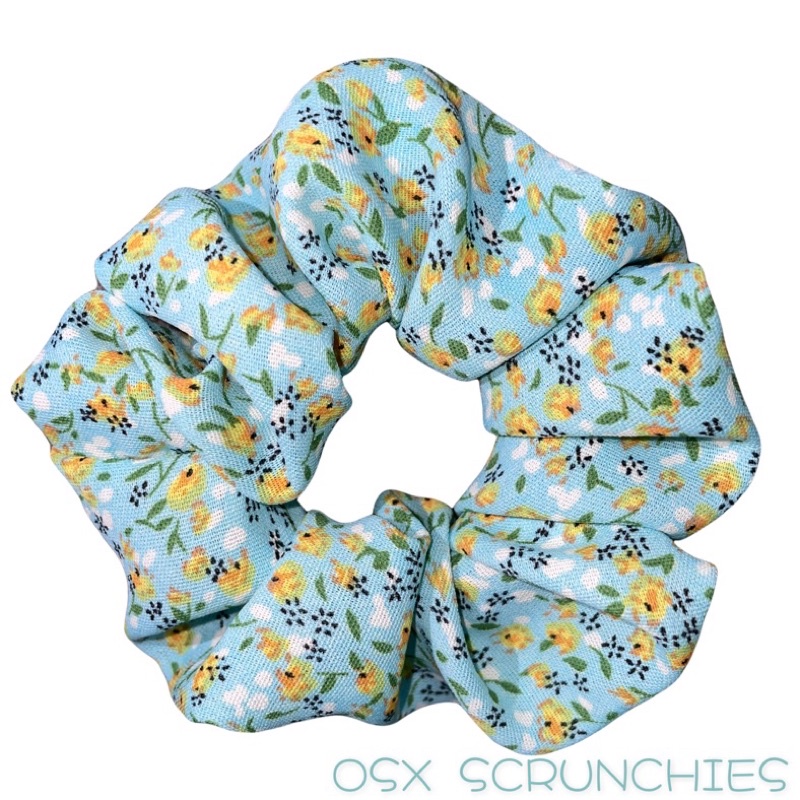 Dây cột tóc scrunchies vải chiffon hoa màu mint