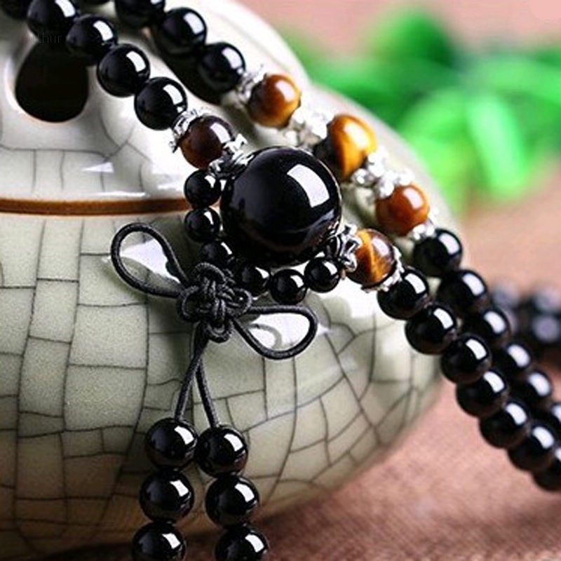 Chuỗi hạt 108 hạt bằng đá Obsidian cỡ 6mm | BigBuy360 - bigbuy360.vn