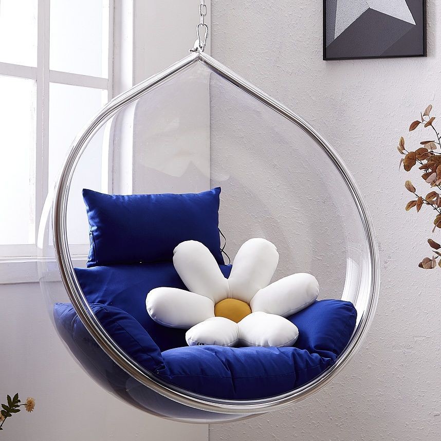 Ghế bong bóng trong suốt lưới màu đỏ quả bóng thủy tinh trong nhà ghế treo giỏ treo bóng không gian Ghế xích đu ngoài tr