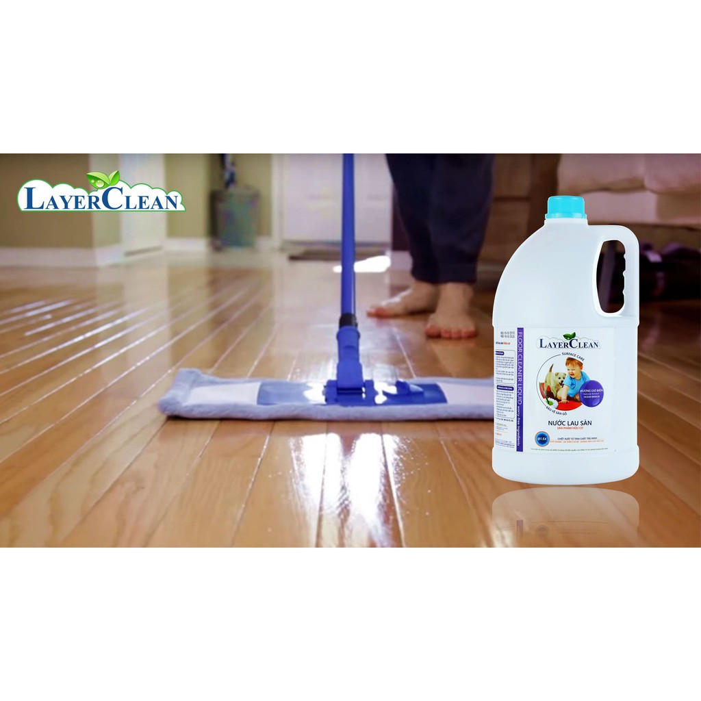 Nước lau sàn hữu cơ đậm đặc, bảo vệ sàn gỗ, an toàn cho sức khỏe, đuổi muỗi, côn trùng Layer Clean hương quế 5l