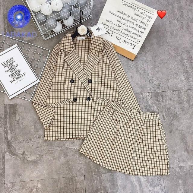 Set Áo Vest Nữ Kèm Chân Váy Xếp Ly Thiết Kế Trẻ Trung, Họa Tiết Kẻ Sọc, Caro, Phong Cách Hàn Quốc Hot 2021–TADAKAD SHOP | BigBuy360 - bigbuy360.vn