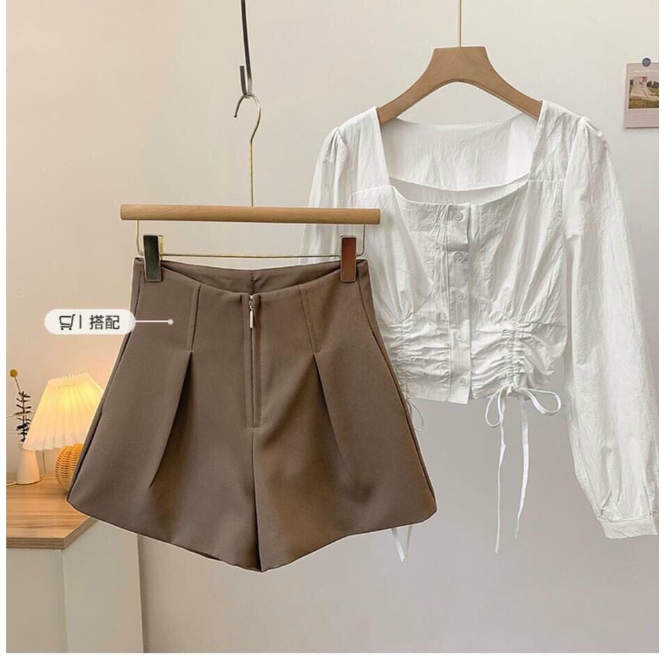 [Mã FAMAYWA giảm 10K đơn 50K] Quần short nữ cạp cao khóa trước có túi vải tuyết mưa loại 1 | BigBuy360 - bigbuy360.vn