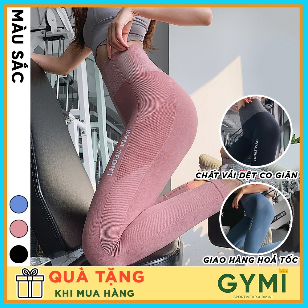 Quần tâp gym yoga nữ GYMI QD23 dáng legging lưng cao nâng mông thiết kế thể thao phối màu