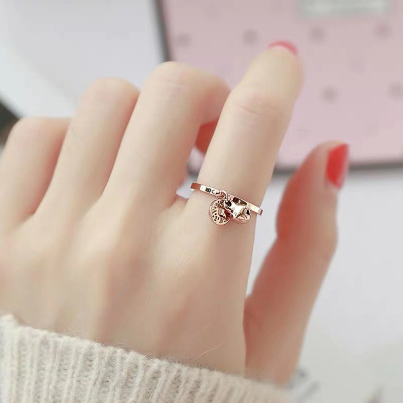 Nhẫn Đồng Mạ Vàng Hồng 18K Chống Dị Ứng Chống Thấm Nước Không Bị Dị Ứng Dành Cho Nữ