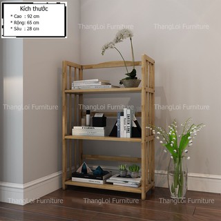 🔥MIỄN SHIP🔥 Kệ Sách Gỗ Cao Su 3 Tầng Ngang 65cm