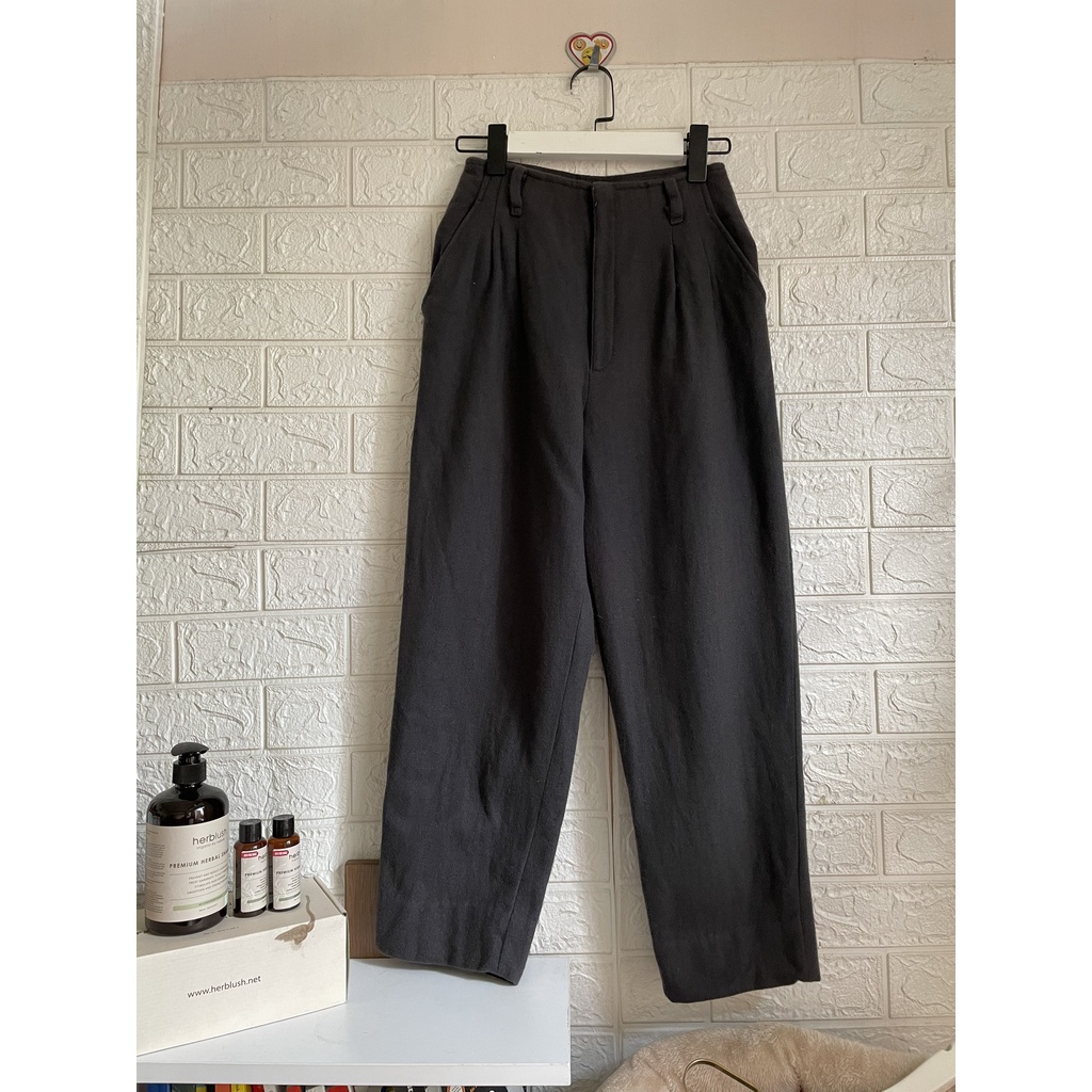 Quần Baggy dạ nỉ xám