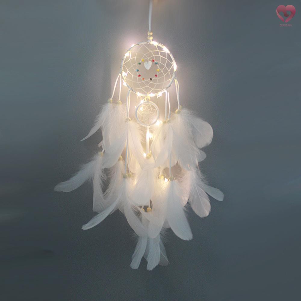 HANDMADE Vòng Bắt Giấc Mơ Có Gắn Đèn Led Trang Trí