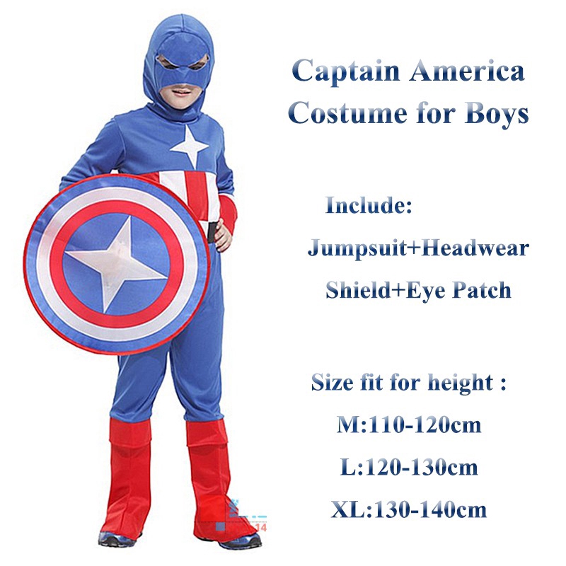 Captain America Costume For Kids Girls Boys Adult Woman Man Avengers SuperHero Family Cosplay Dress