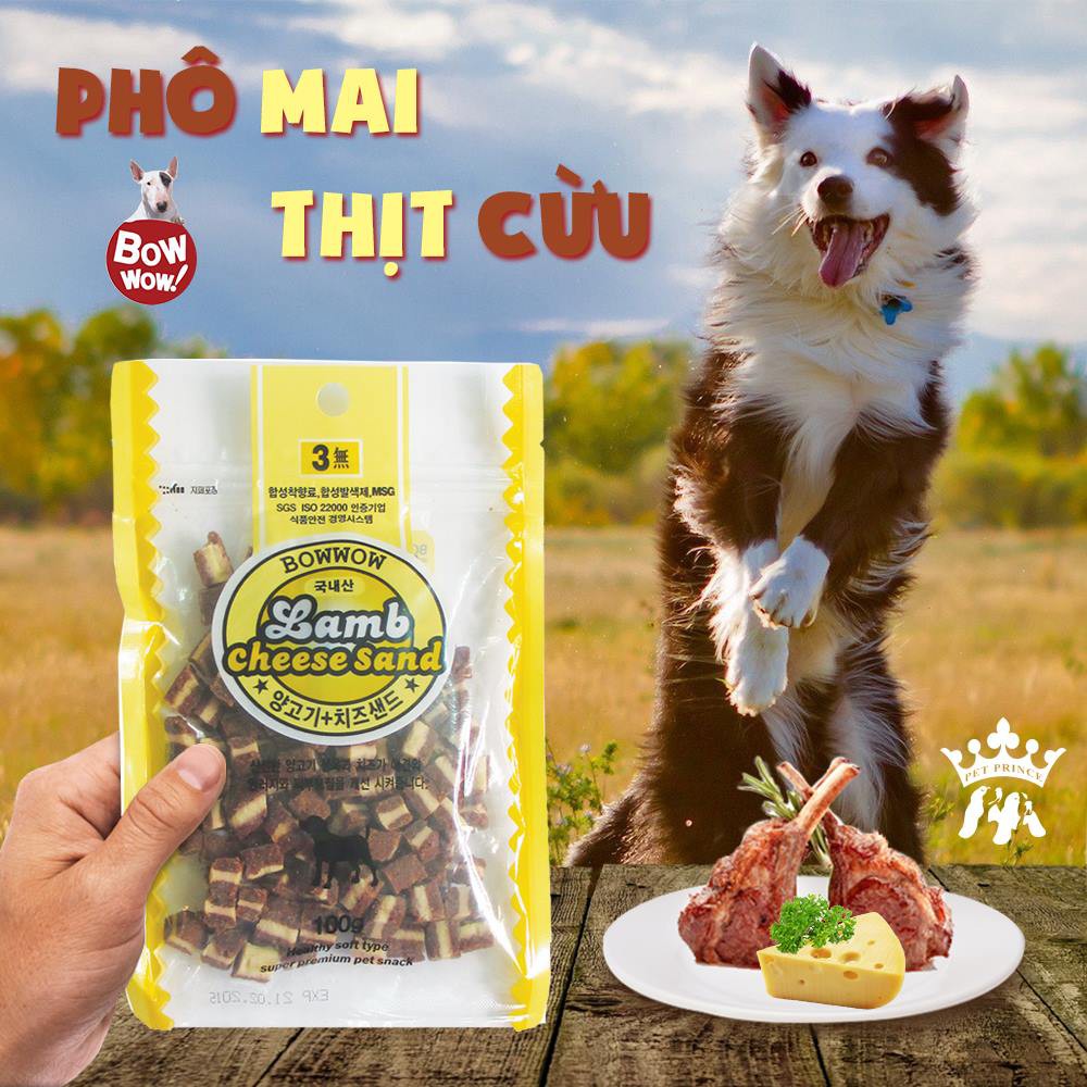 [BAO BÌ MỚI] BÁNH THƯỞNG PHÔ MAI THỊT CỪU BOWWOW 100GR