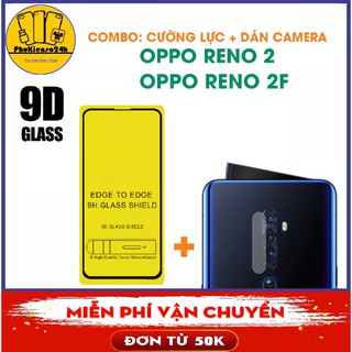 Combo kính cường lực 9D full keo thế hệ mới và dán camera Oppo Reno 2 / Reno 2F kèm phụ kiện dán