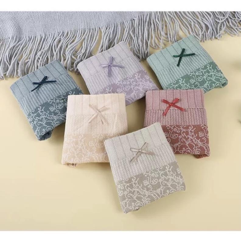 ❤️ Quần Lót Nữ Lưng Cao Viền Phối Ren Nơ Họa Tiết Hoa Văn Tinh Tế 285 ❤️