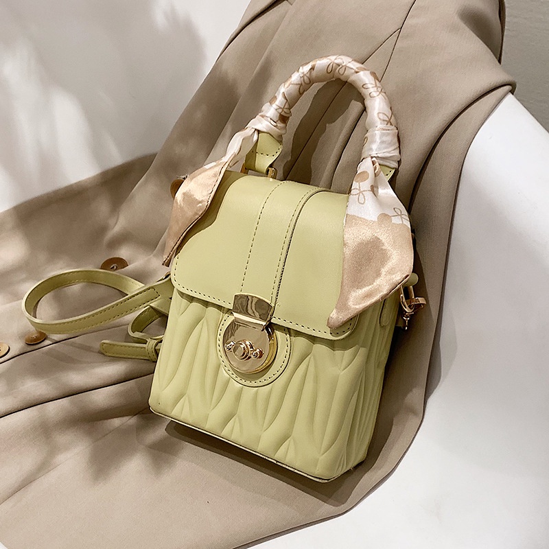 IELGY Túi đeo vai IELGY hình vuông cỡ nhỏ phối khăn lụa thời trang cho nữ