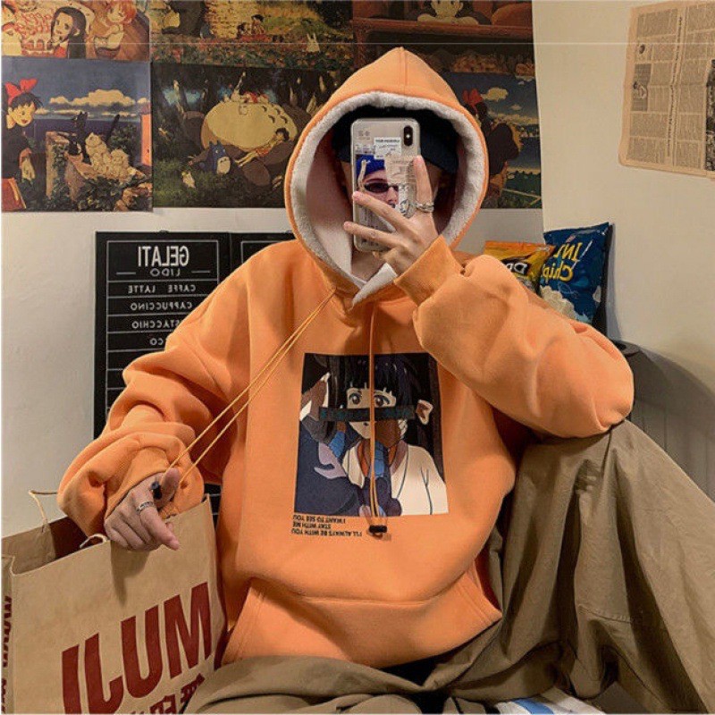 Áo Hoodie Nam Nữ Lông Cừu Kết Hợp Vải Nỉ Cực Ấm Phong Cách Hongkong | BigBuy360 - bigbuy360.vn