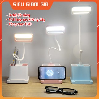 Đèn bàn học sạc tích điện chống cận 3 chế độ sáng, tích hợp sạc không dây