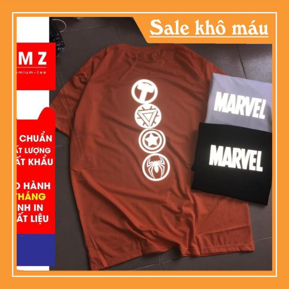 [TRỜI ƠI]  Áo Thun Phản Quang Nam Nữ tay ngắn cổ tròn  Marvel 4 Logo Cotton 75%, Form Rộng Unisex