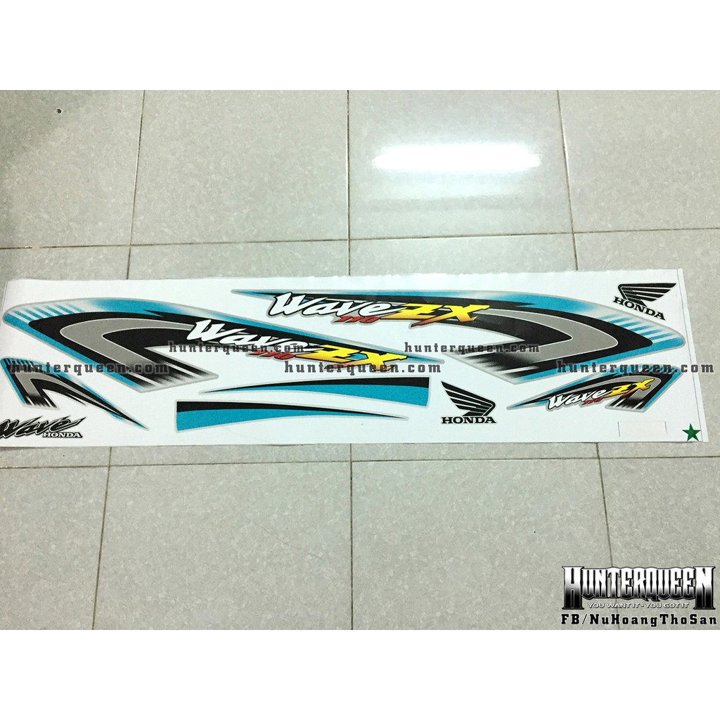 Tem rời xe WAVE đời đầu. Mẫu tem ZX dán xe bạc. Chống nước, bền màu, sắc nét. Thay đổi theo yêu cầu. Chất lượng cao.