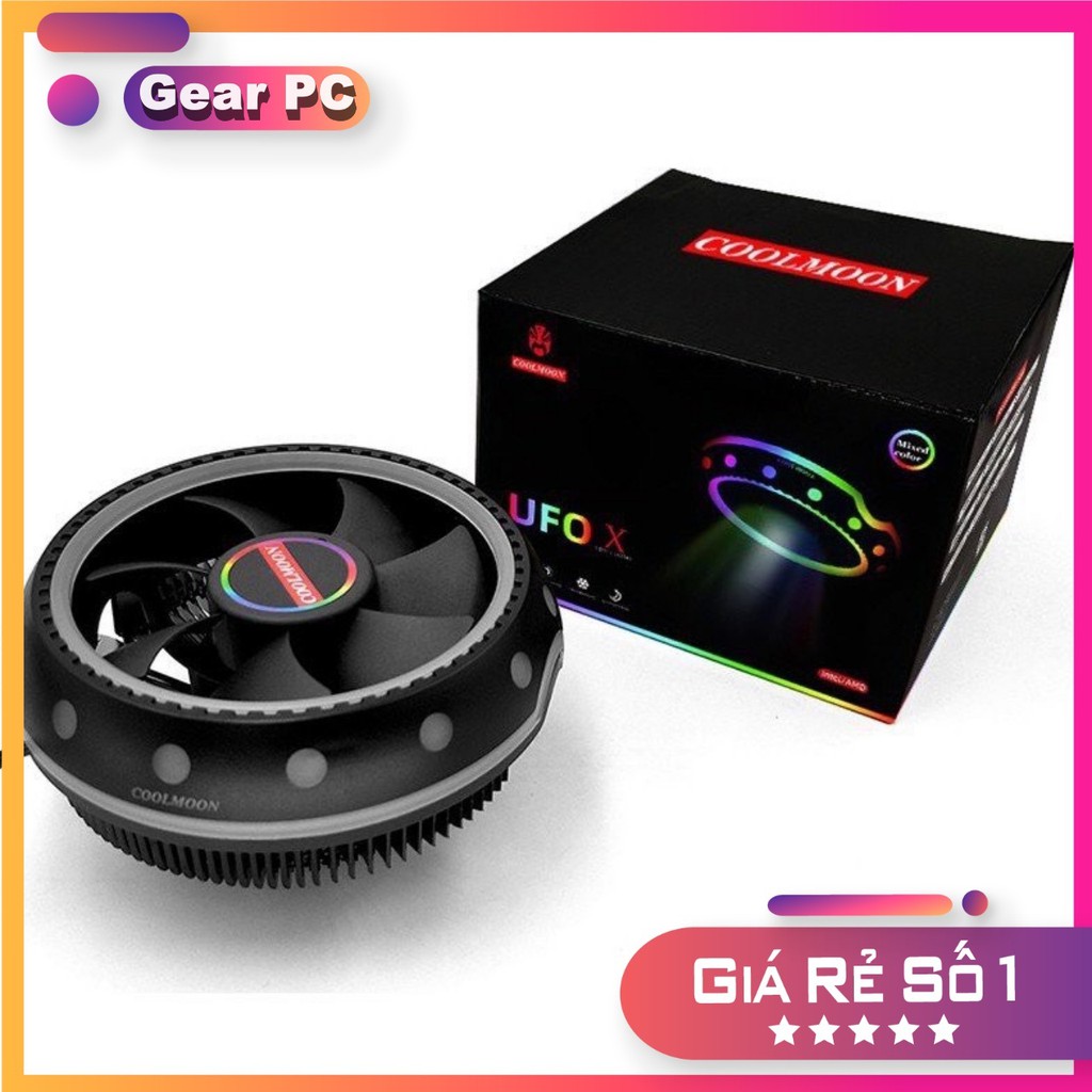 Quạt tản nhiệt Cpu Coolmoom Ufox LED RGB/ Intel -AMD/Tự động đổi màu- hệ thống Led RGB tự động đổi màu-Máy Tính Báo Hồng