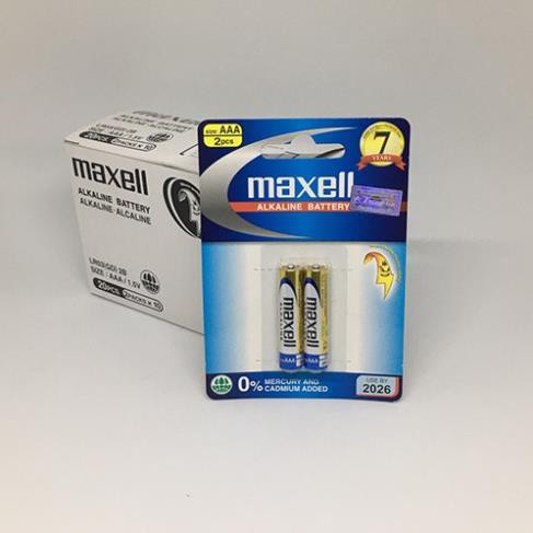 Pin Đũa AAA Maxell alkaline LR03 vỉ 2 viên CHÍNH HÃNG