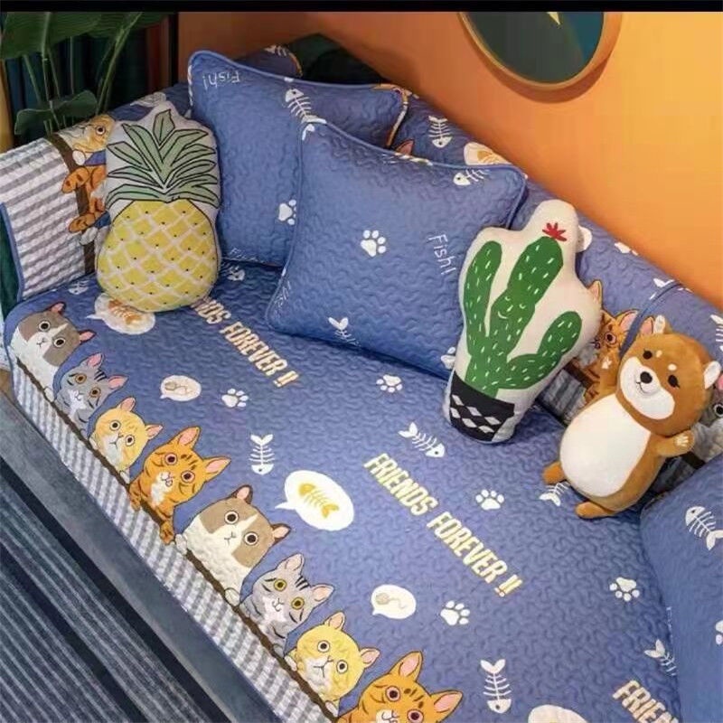 Đệm Lót Ghế Sofa Vải Cotton Chần Bông Kiểu Dáng Đơn Giản Hiện Đại