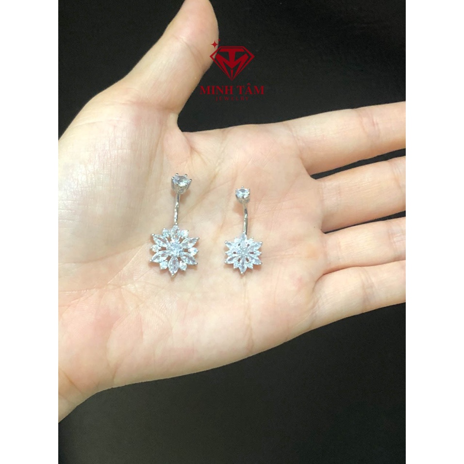 Khuyên rốn bạc 925 hình bông tuyết gắn đá hàng nhập khẩu-Minh Tâm Jewelry