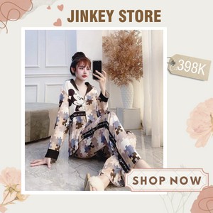 Bộ Pijama dài tay thiết Kế 𝘾𝘼𝙊 𝘾𝘼̂́𝙋- Bộ Đồ Lụa Latin Họa Tiết MicKey Sang Chảnh, Siêu Mịn.