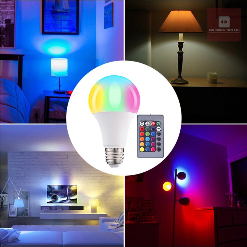 Bóng đèn đổi màu RGB 12W E27-220V remote điều khiển từ xa