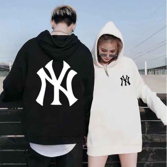 Áo NY Hoodie - Sweater chất nỉ bông form suông rộng trẻ trung, cá tính, màu đen, trắng