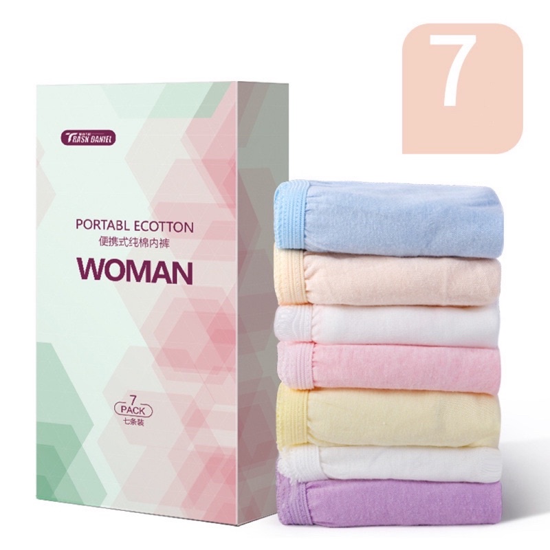 Hộp 7 cái quần lót dùng 1 lần - loại cao cấp, mềm mại, có 7 màu của hãng TRASK DANIEL