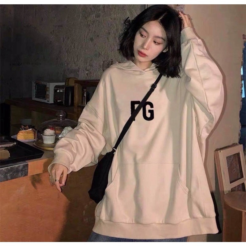 Áo hoodie dài tay nỉ bông thu đông ba màu đen xám trắng cá tính Nhungkudo