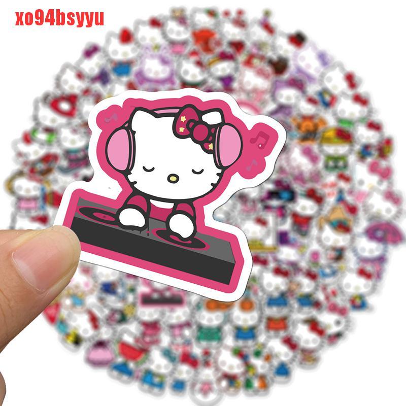 Set 100 Sticker Hello Kitty Dán Laptop Ván Trượt Bằng PVC xo94bsyyu