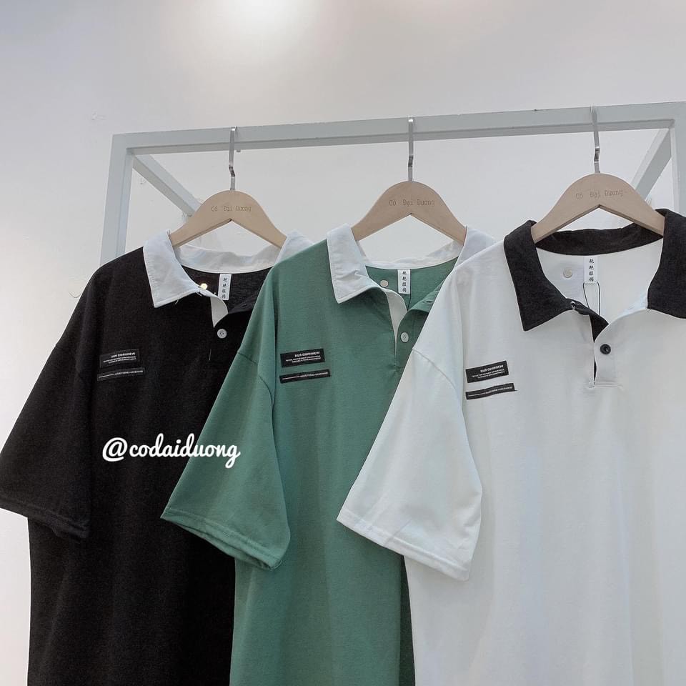 áo polo thun nam nữ unisex cổ đức phom rộng 3 màu cá tính