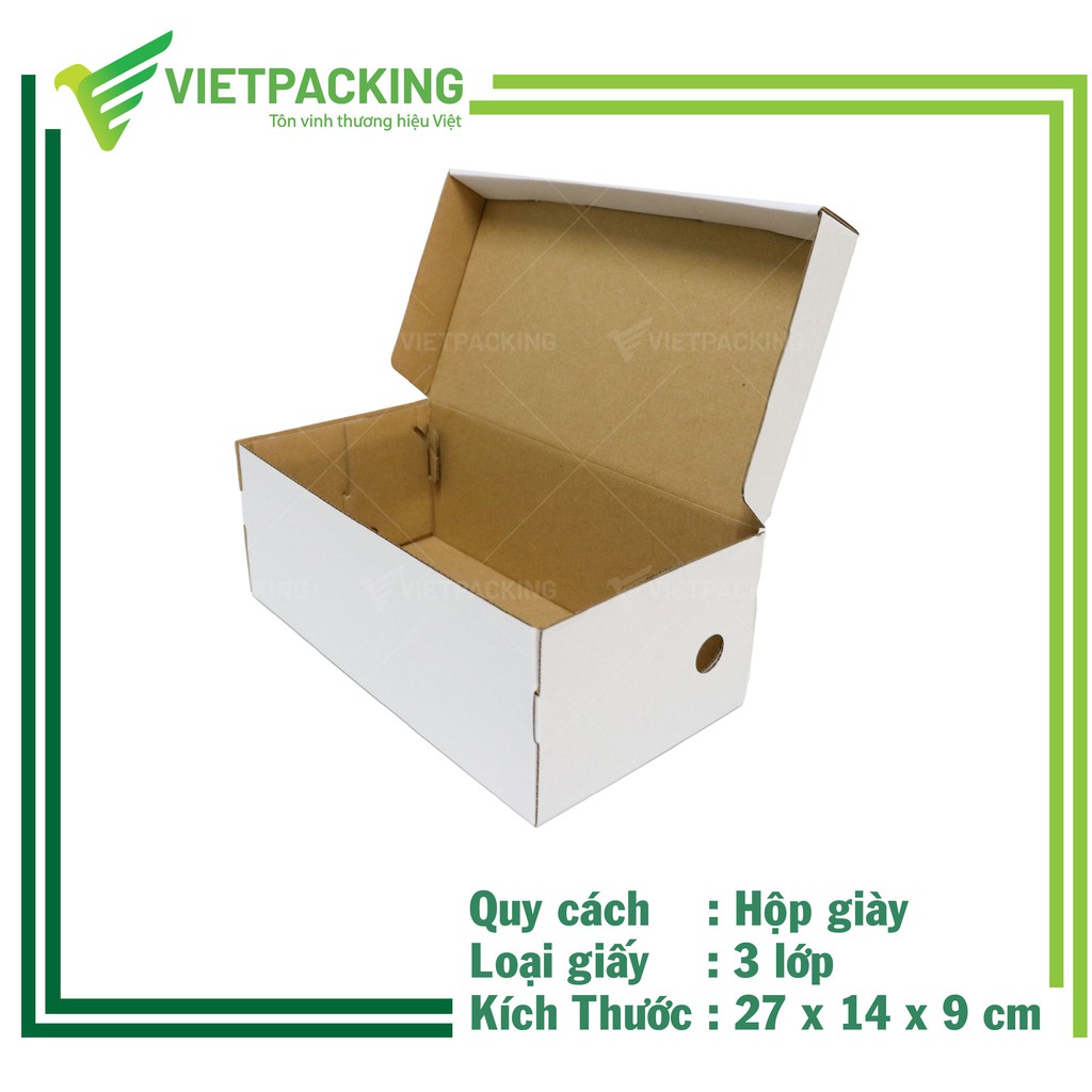 27x14x9 Combo 20 hộp carton đựng giày, hộp giày đựng vừa nhiều loại giày dép, hộp đẹp sang trọng