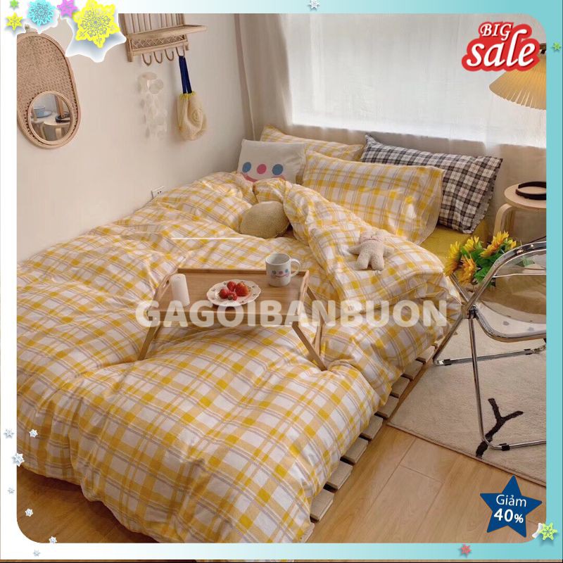 Bộ Chăn Ga Cotton POLY KẺ VÀNGchăn, ga, cotton, ga nệm, chăn ga, cotton poly, chăn nệm, chăn ga gối, bedding️