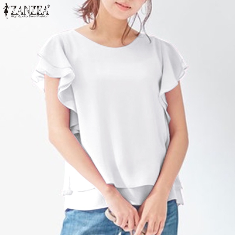 Áo Zanzea không tay nhún bèo thời trang thanh lịch cho nữ