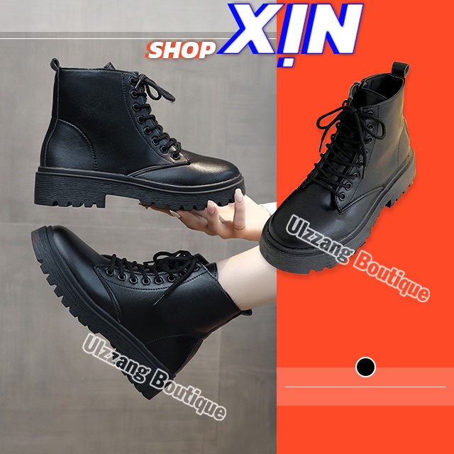 Giày bốt nữ khoá kéo cá tính ulzzang Hàn Quốc đế cao 4cm chất da mềm