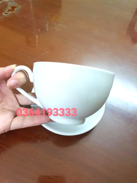 Cốc sứ capuchino tách cafe latte 280ml 220ml kèm đĩa kê trắng