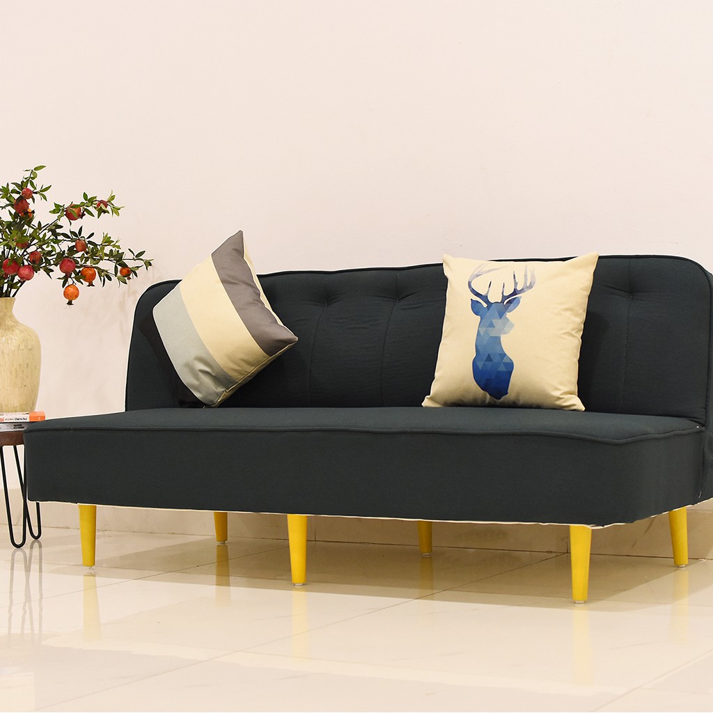 Sofa bed đa năng vải nỉ cao cấp, sofa giường gấp gọn nhiều màu khung gỗ tự nhiên