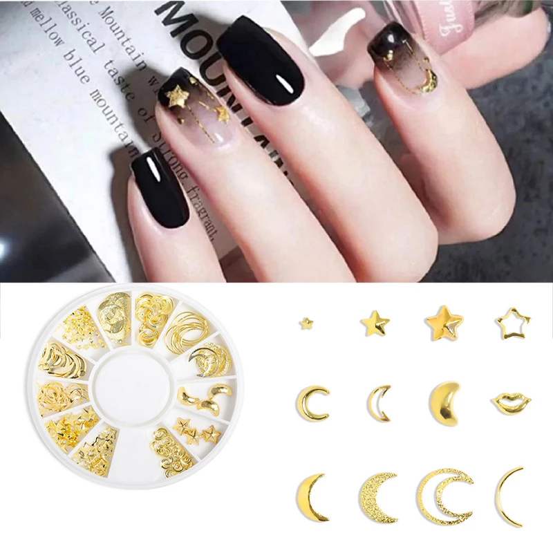 [Hàng mới về] Hộp phụ kiện kim loại màu vàng mini trang trí móng tay nghệ thuật DY