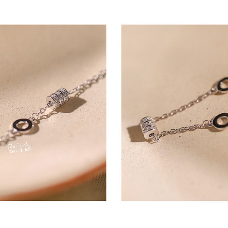 Lắc tay bạc nữ TLEE hình khối nạm đá bạc 925 cao cấp TleeJewelry LT0142