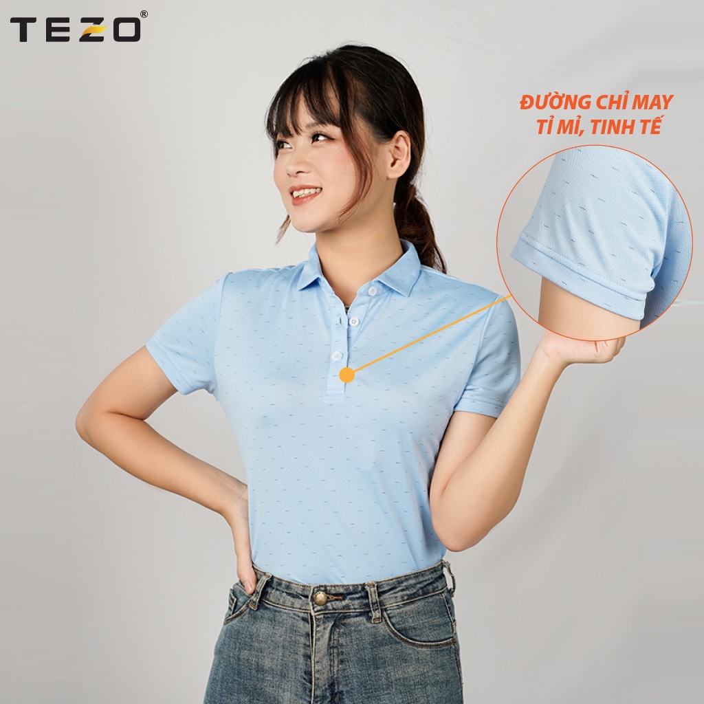 Áo thun nữ TEZO, áo phông công sở màu xanh pastel nhẹ nhàng tôn da chất liệu cotton cao cấp chống nhăn2103APCH04XPA