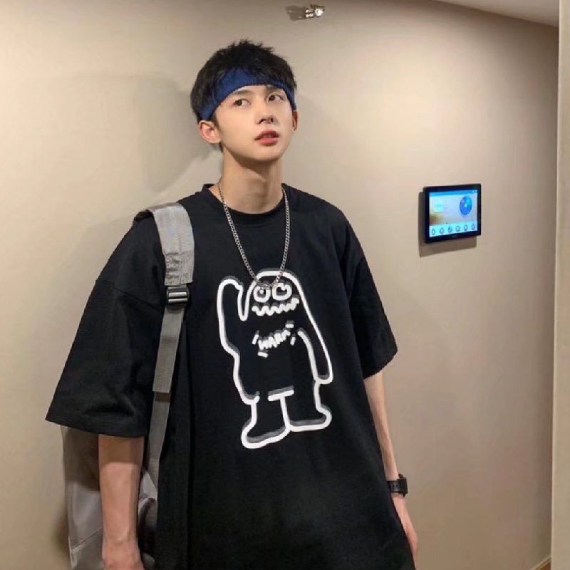 Áo Thun Nam Tay Lửng In Hình Phong Cách Hip Hop Hàn Quốc Cỡ Lớn M-5XL